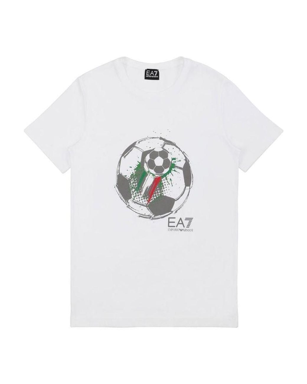 EA7 White Logo T-Shirt With Round Neck for men