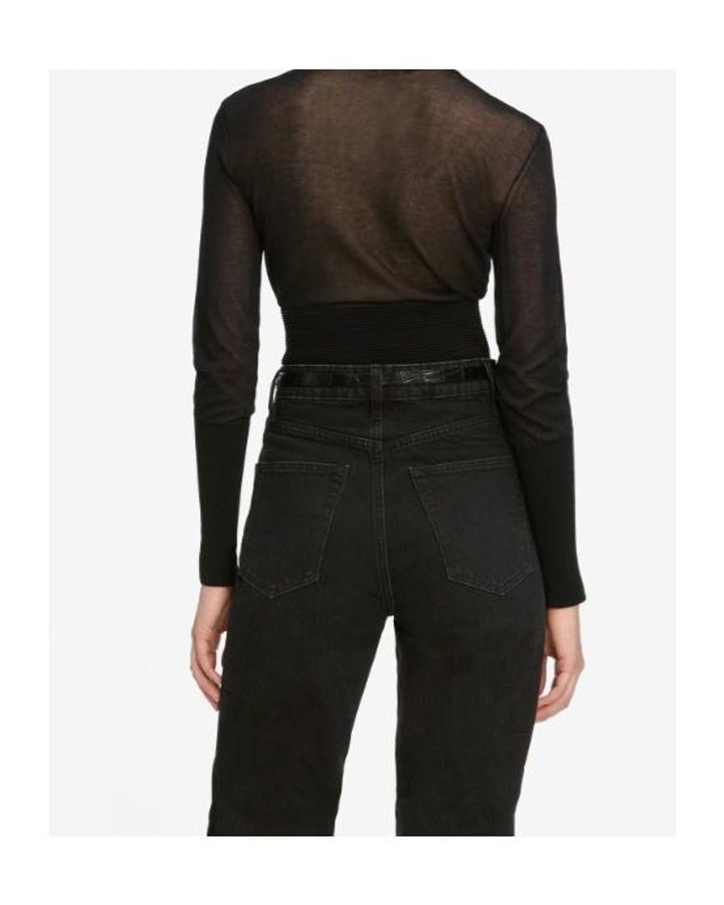 FRAME Black Sheer Panel Knitted Sweater
