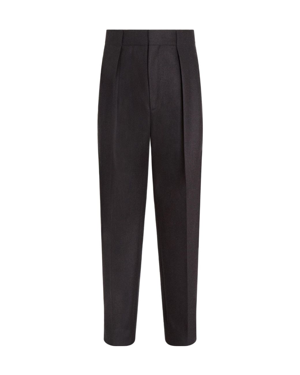 Zegna Black Pleated Wool Trousers for men