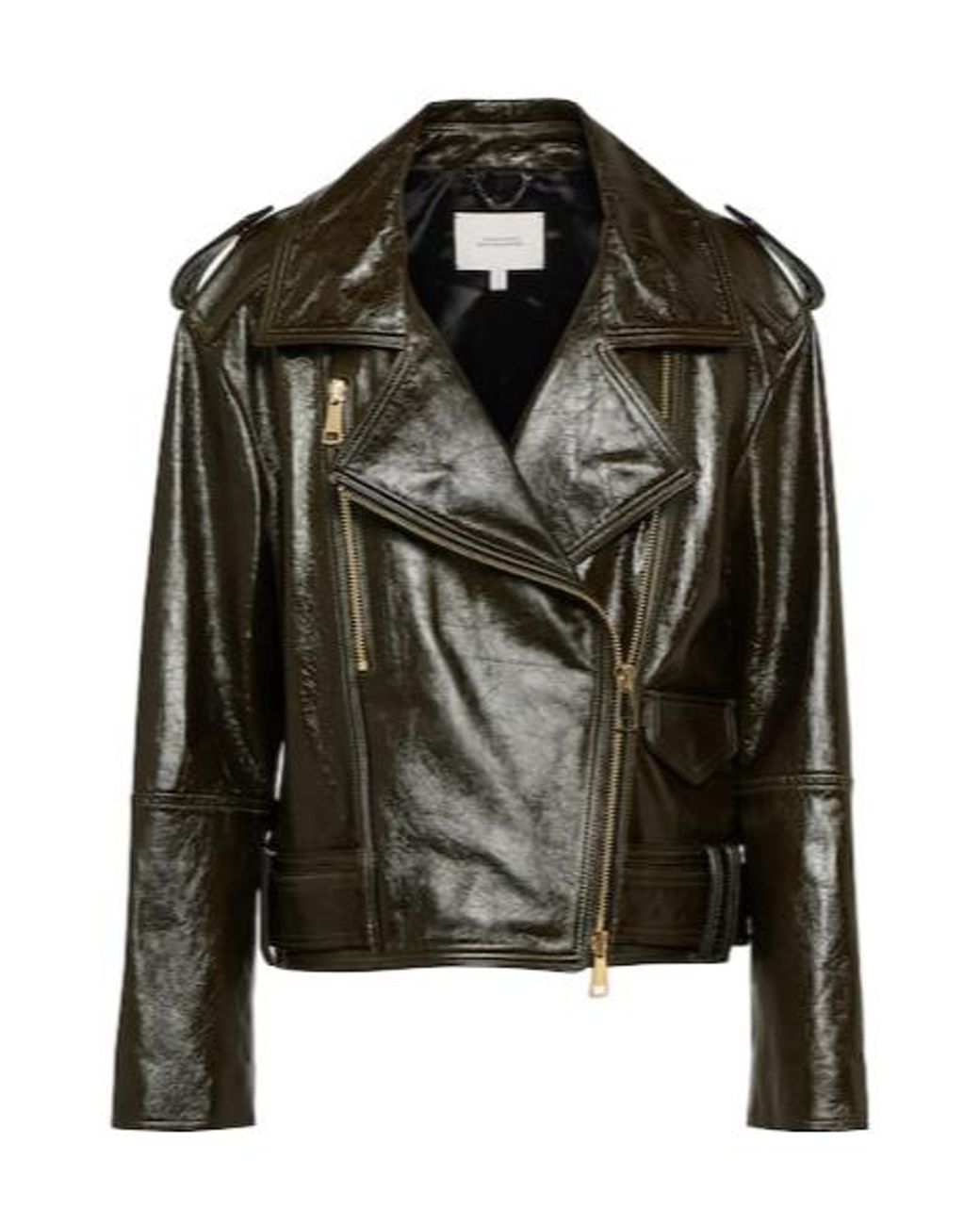 Dorothee Schumacher Black Lapel Long-Sleeved Leather Jacket