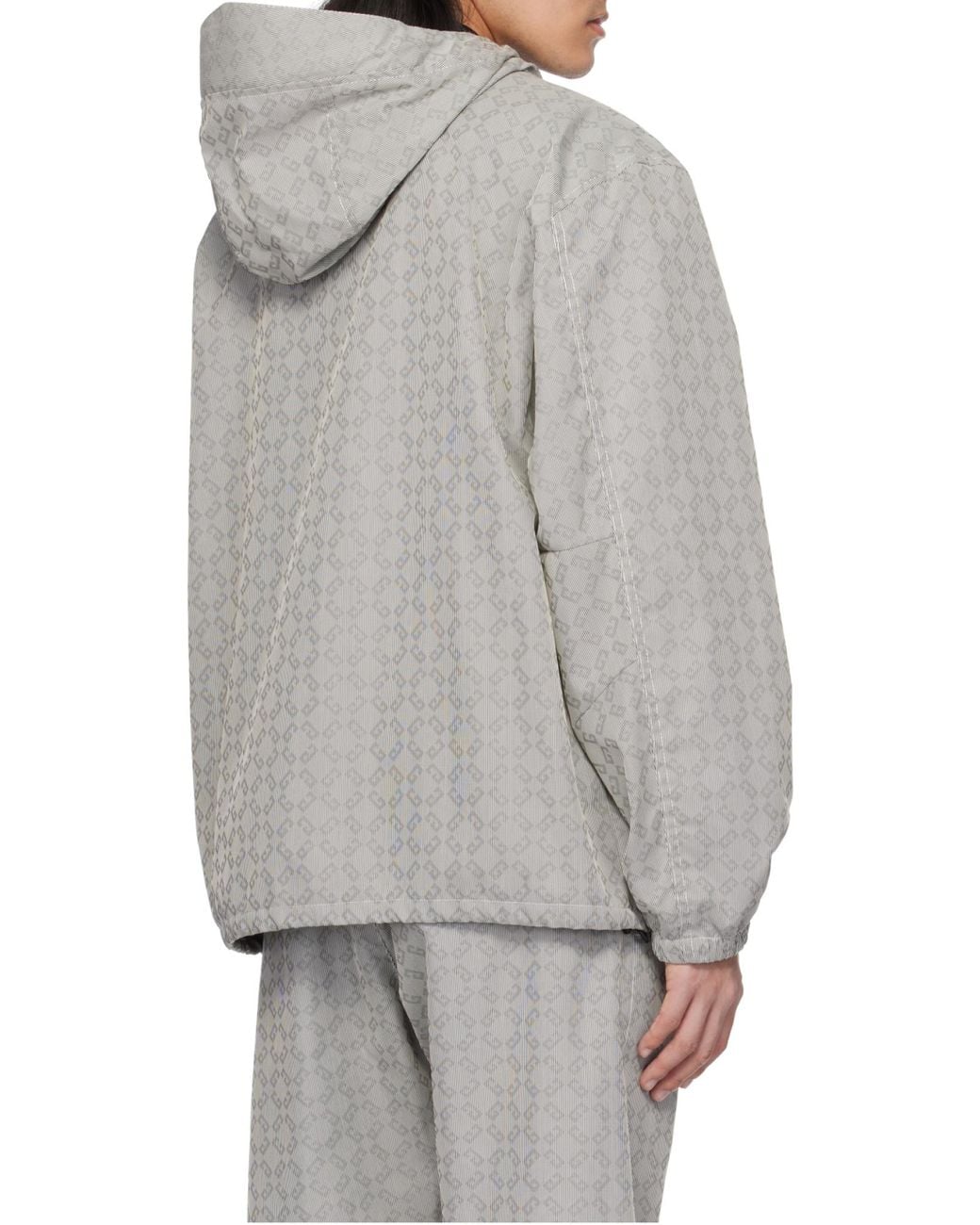 Givenchy Gray Monogram 72-Jacquard Hooded Windbreaker for men
