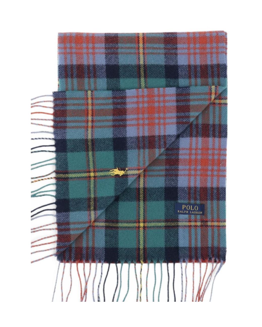 Polo Ralph Lauren Blue Checked Fringe Scarf for men