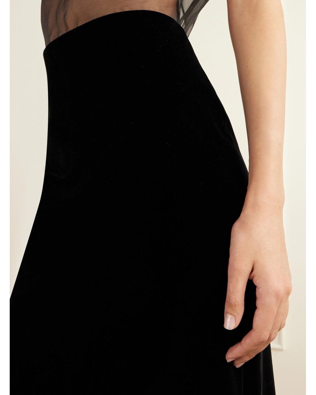 Brandon Maxwell Black The Delphine Silk-Organza And Cotton-Blend Velvet Midi Dress