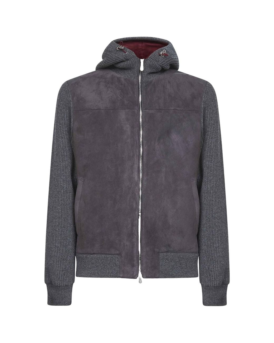 Brunello Cucinelli Gray Zip-Up Hooded Jacket for men