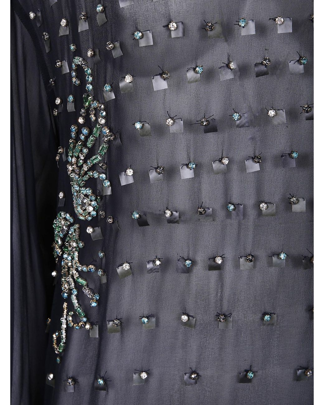 Dries Van Noten Blue High Neck Embellished Blouse