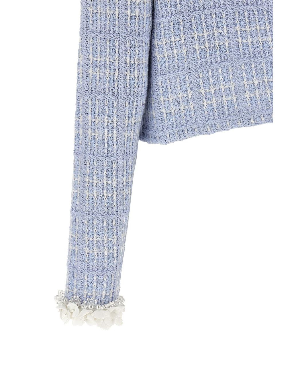 Self-Portrait Blue Check Knit Jacket