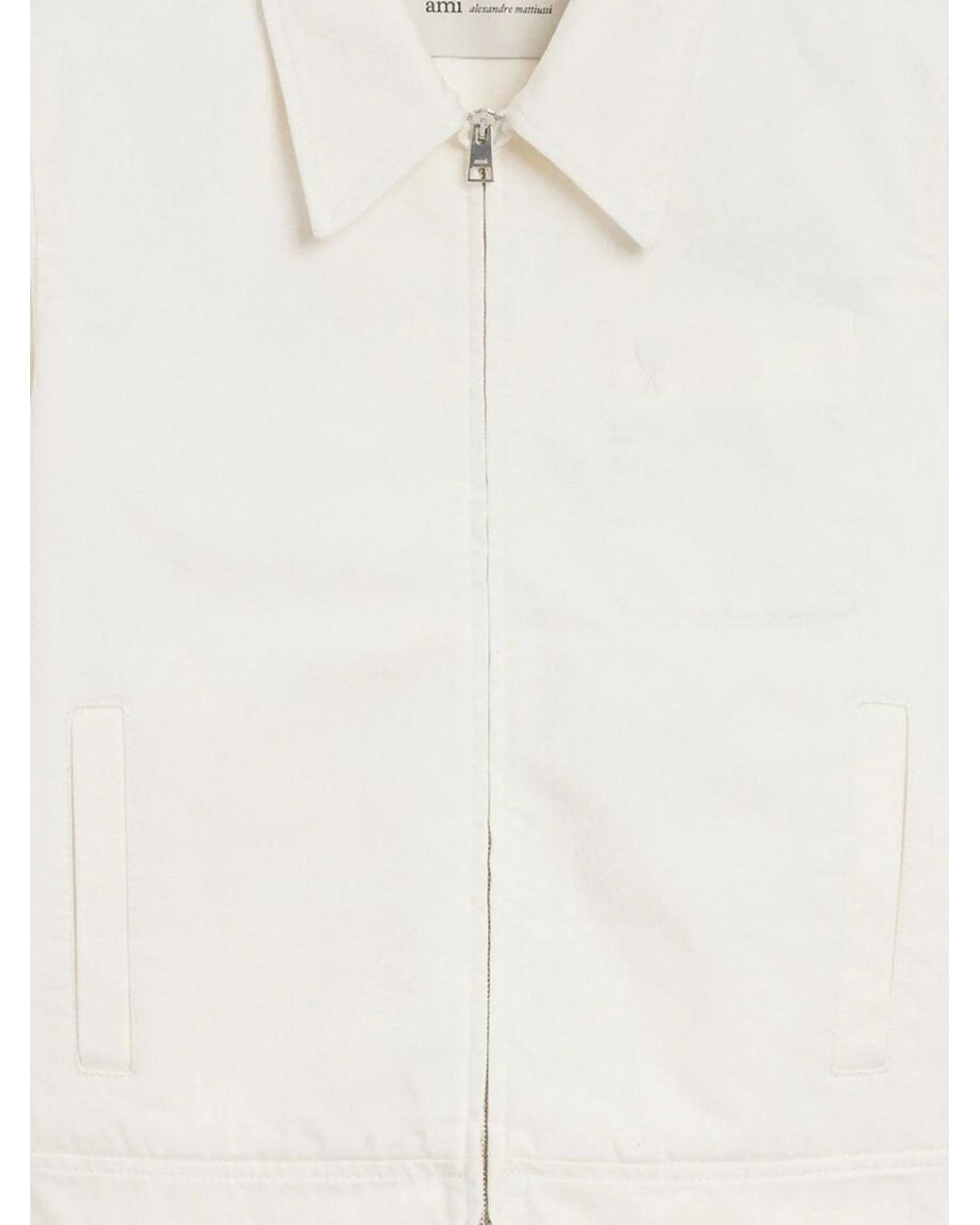 AMI White Ami Ami De Coeur Zip-Up Jacket for men