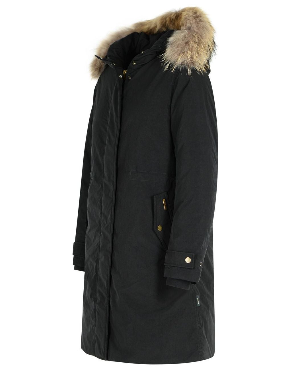 Woolrich Black Long Sleeved Hooded Coat
