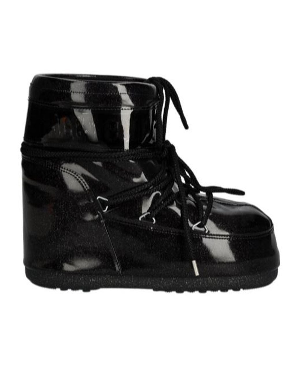 Moon Boot Black Icon Low Glitter Lace-Up Boots for men
