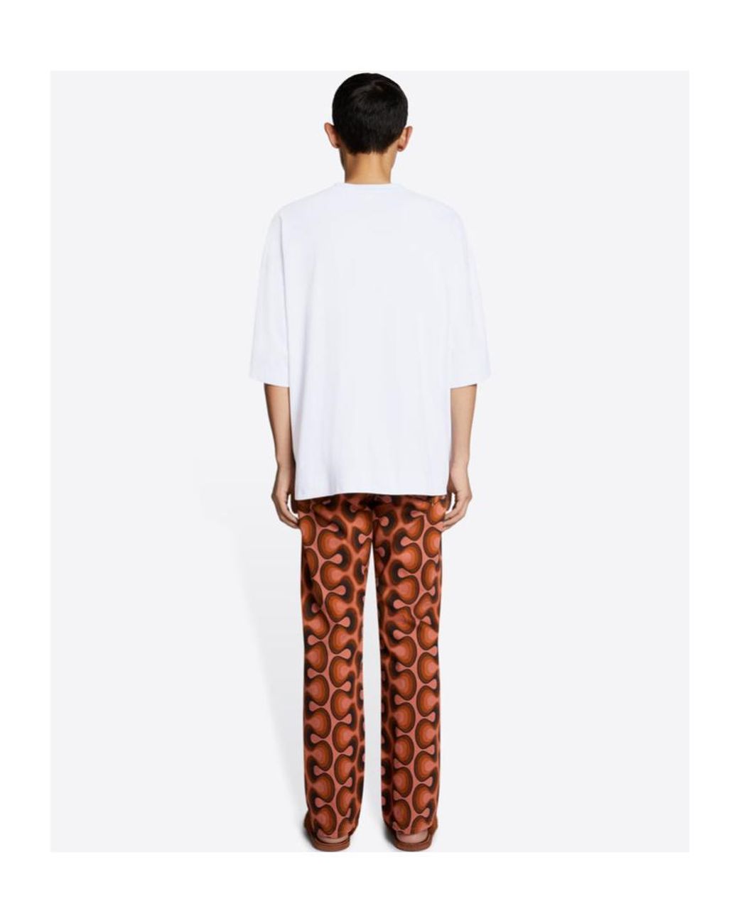 Dries Van Noten Red Pattern Denim Trousers for men