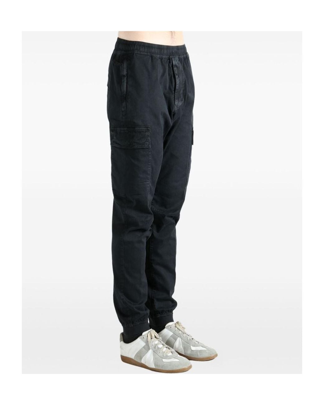 Stone Island Black Elasticated Cargo Pants for men