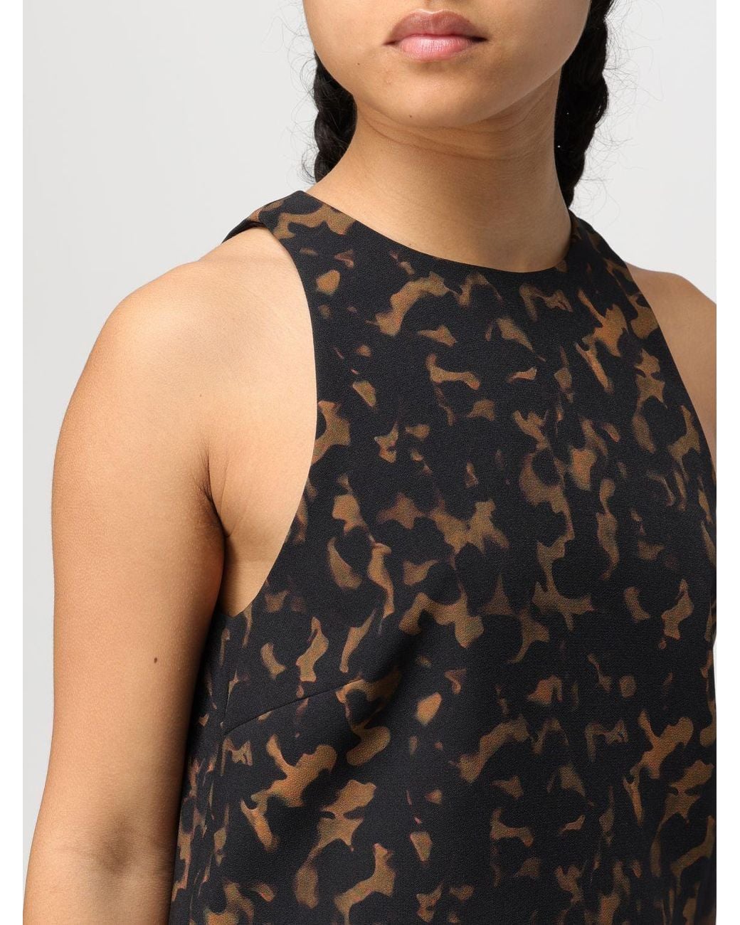 Theory Black Tortoiseshell Printed Sleeveless Mini Shift Dress