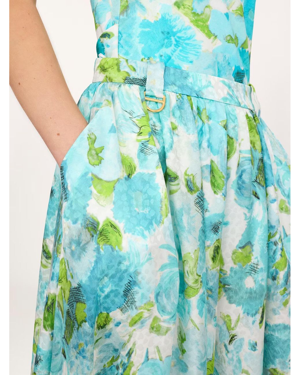 Chloé Blue Floral-Print Jacquard Trousers