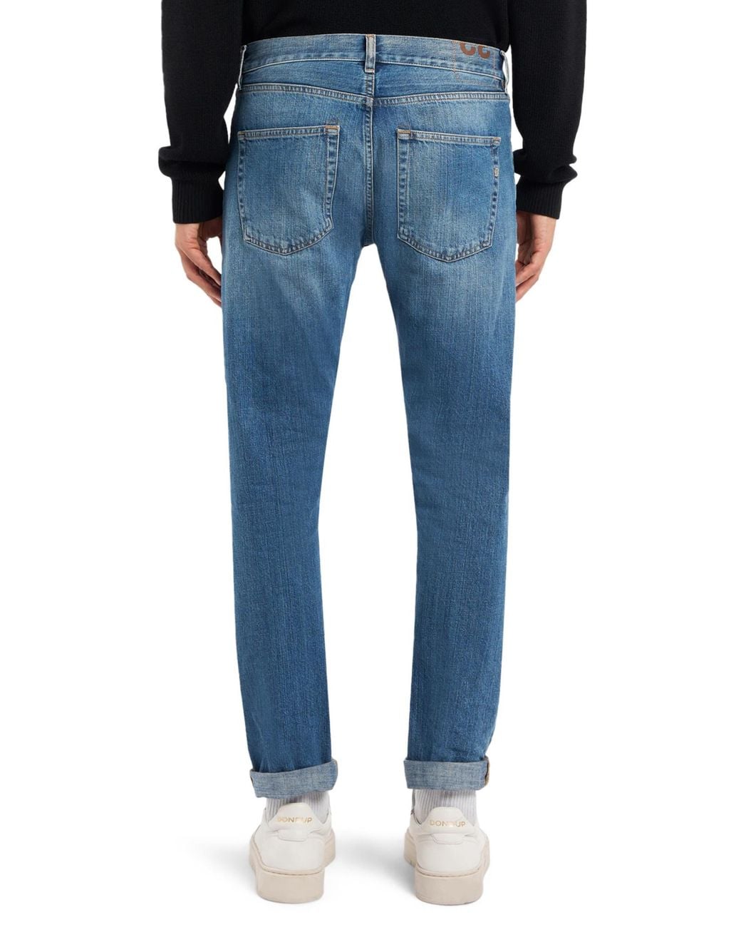 Dondup Blue Five-Pocket Cuffed-Hem Jeans for men