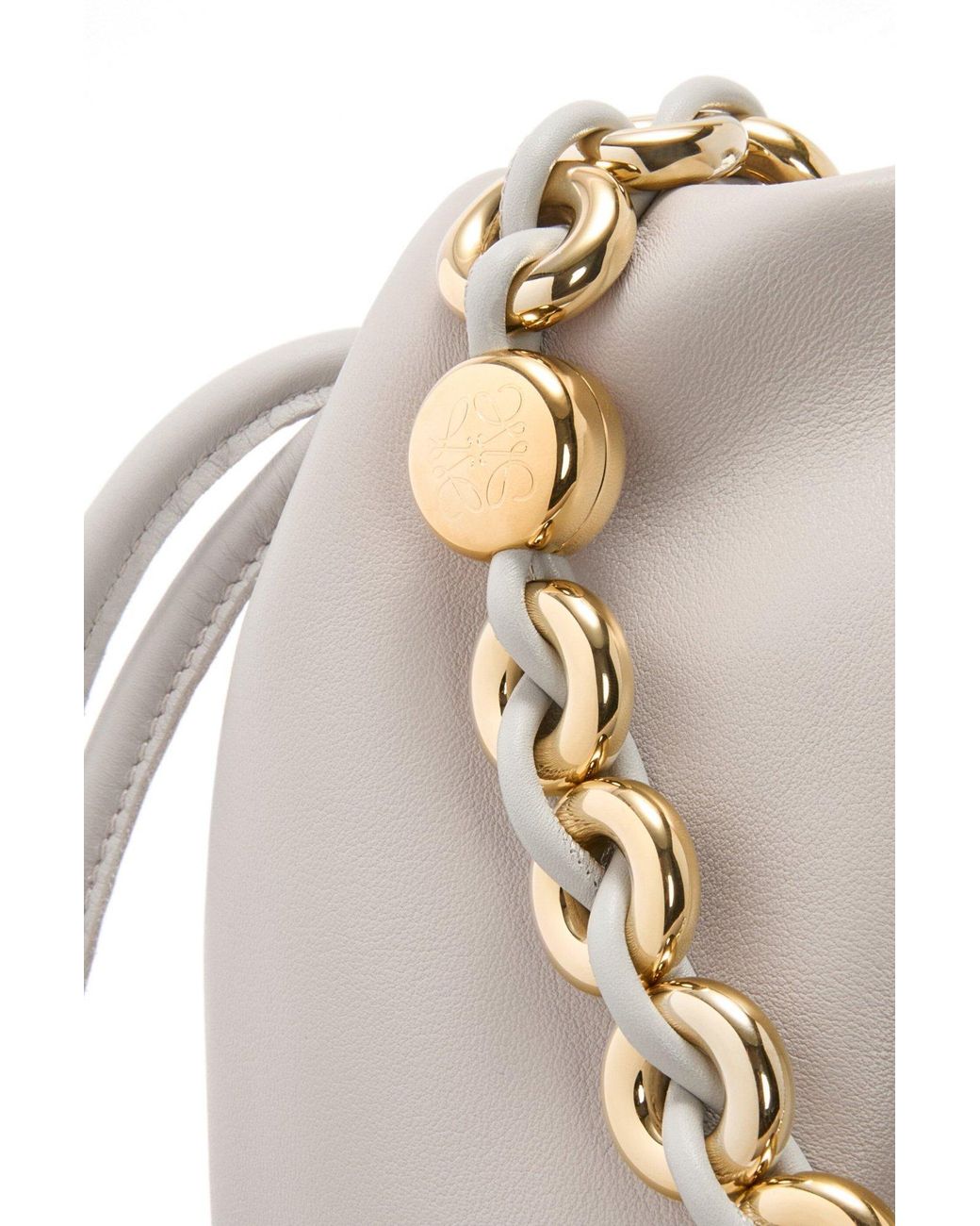 Loewe Gray Large Leather Flamenco Shoulder Bag