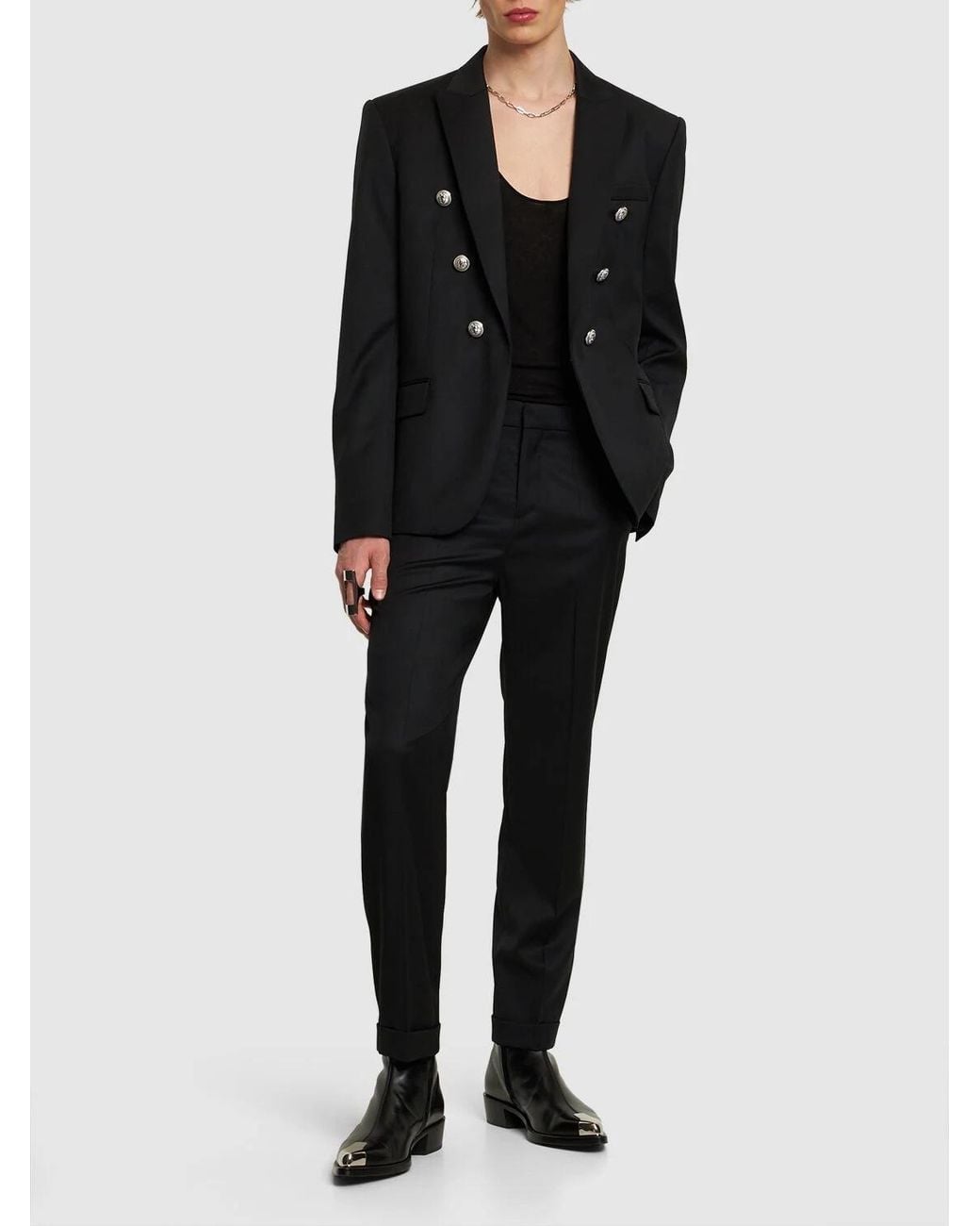 Balmain Black Button Details Casual Pants for men