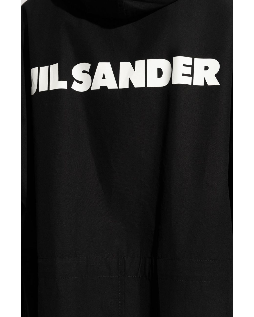 Jil Sander Black Logo Printed Hooded Parka for men