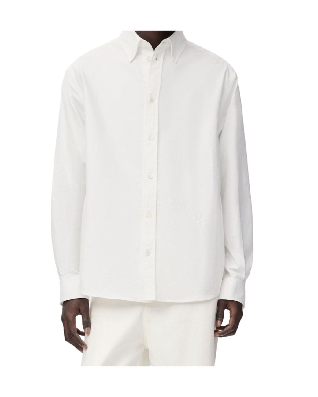 Loewe White Logo Embroidered Long-Sleeved Shirt for men