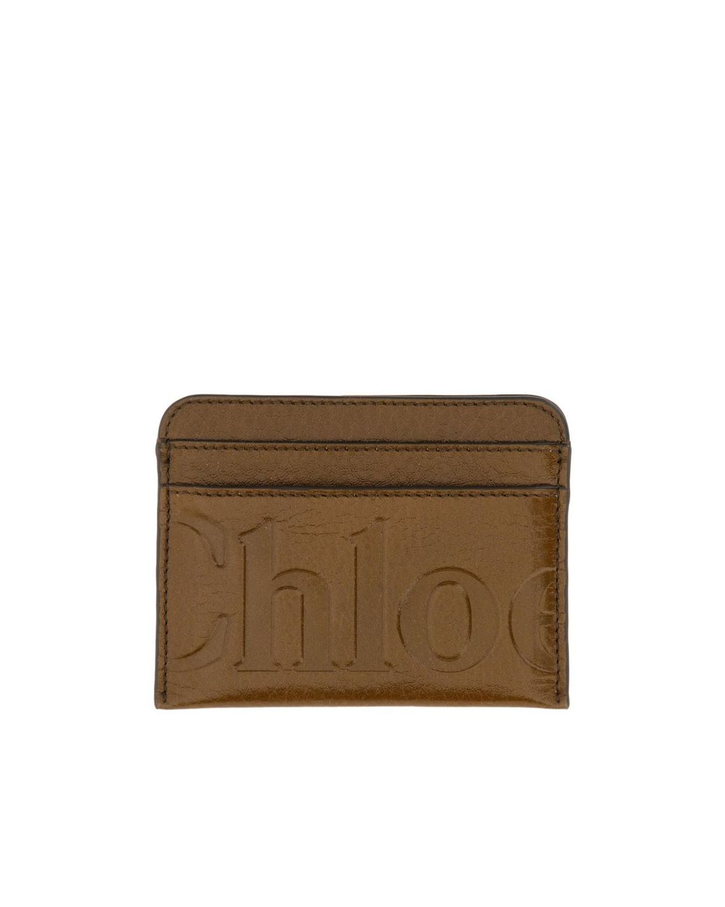 Chloé Brown Chloé Logo Embossed Cardholder