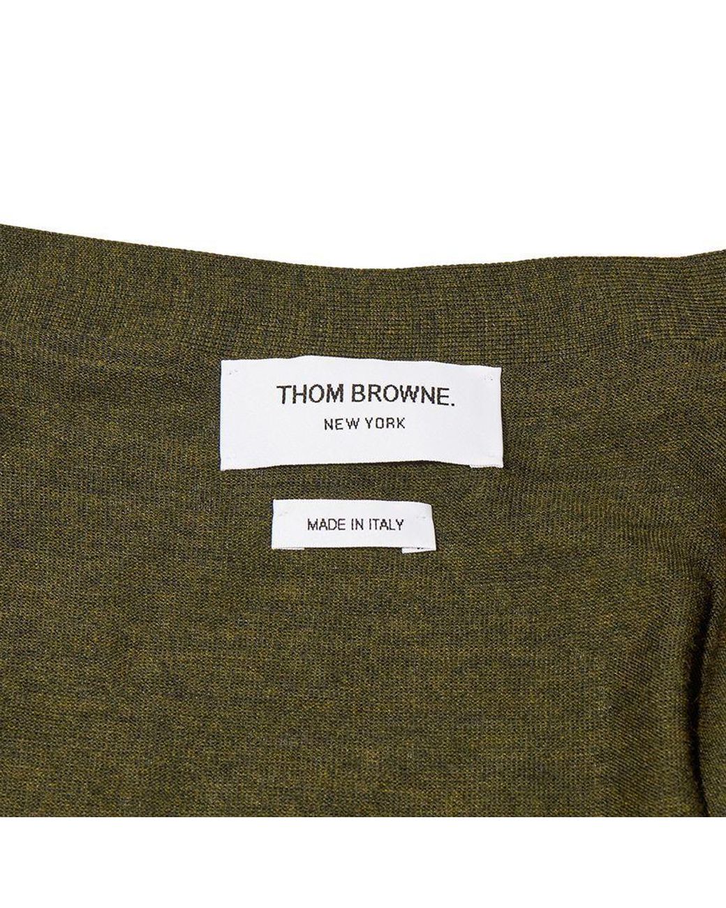 Thom Browne Green 4-Bar V-Neck Buttoned Cardigan for men
