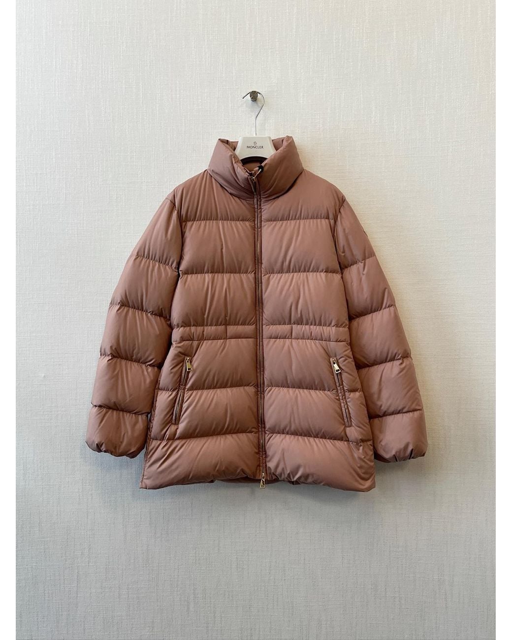 Moncler Pink Brossette Zip-Up Puffer Jacket