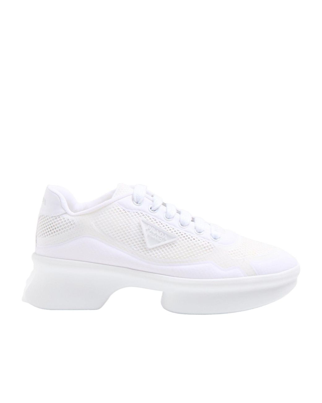 Prada White Lace-Up Platform Sneakers