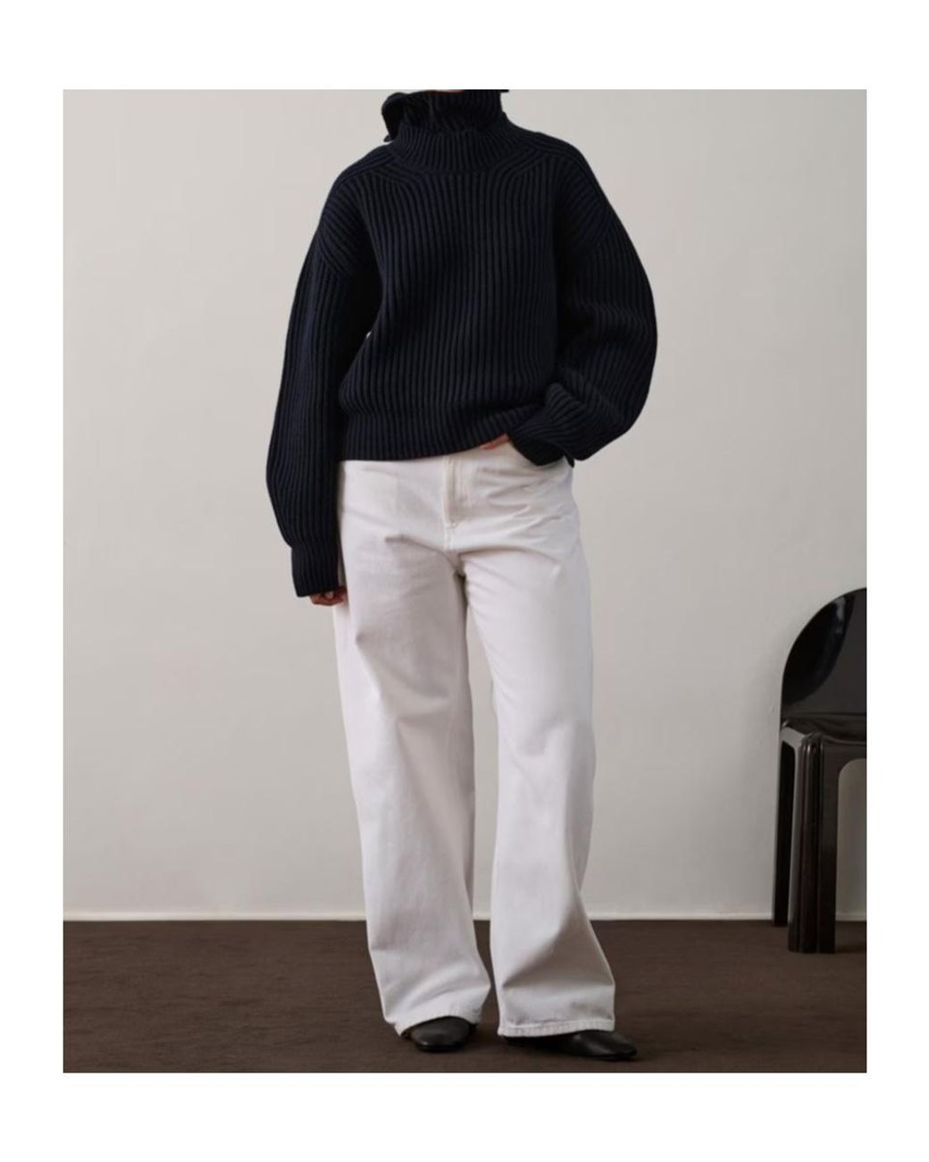 Soeur Blue High-Neck Long-Sleeved Sweater