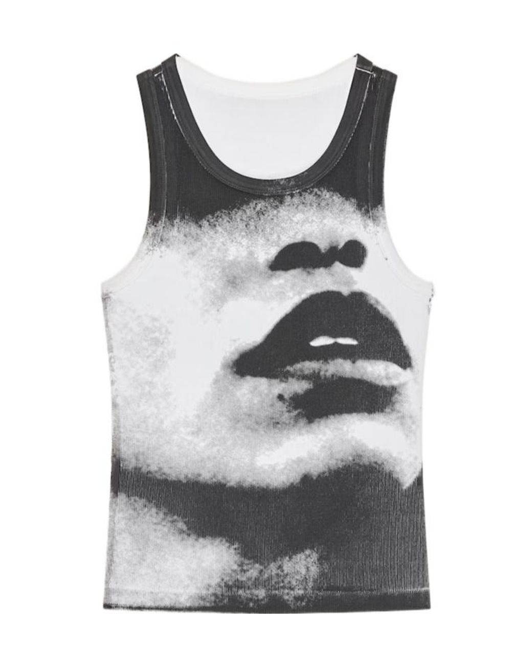 Givenchy Gray Sleeveless Face-Print Top