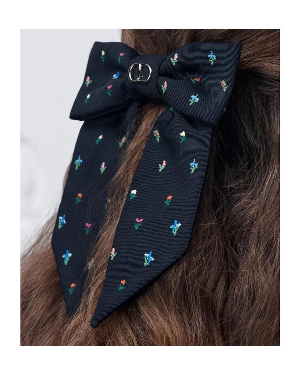 Dior Black Large Revolution Flowers Twist Bow