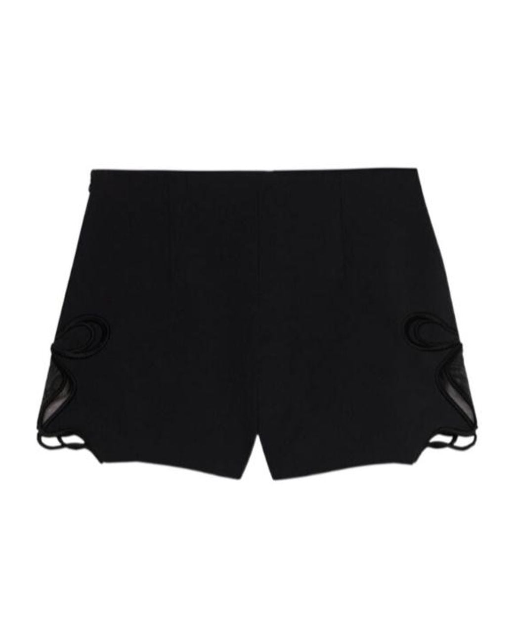 Blumarine Black Intarsia-Embroidered Cady Shorts