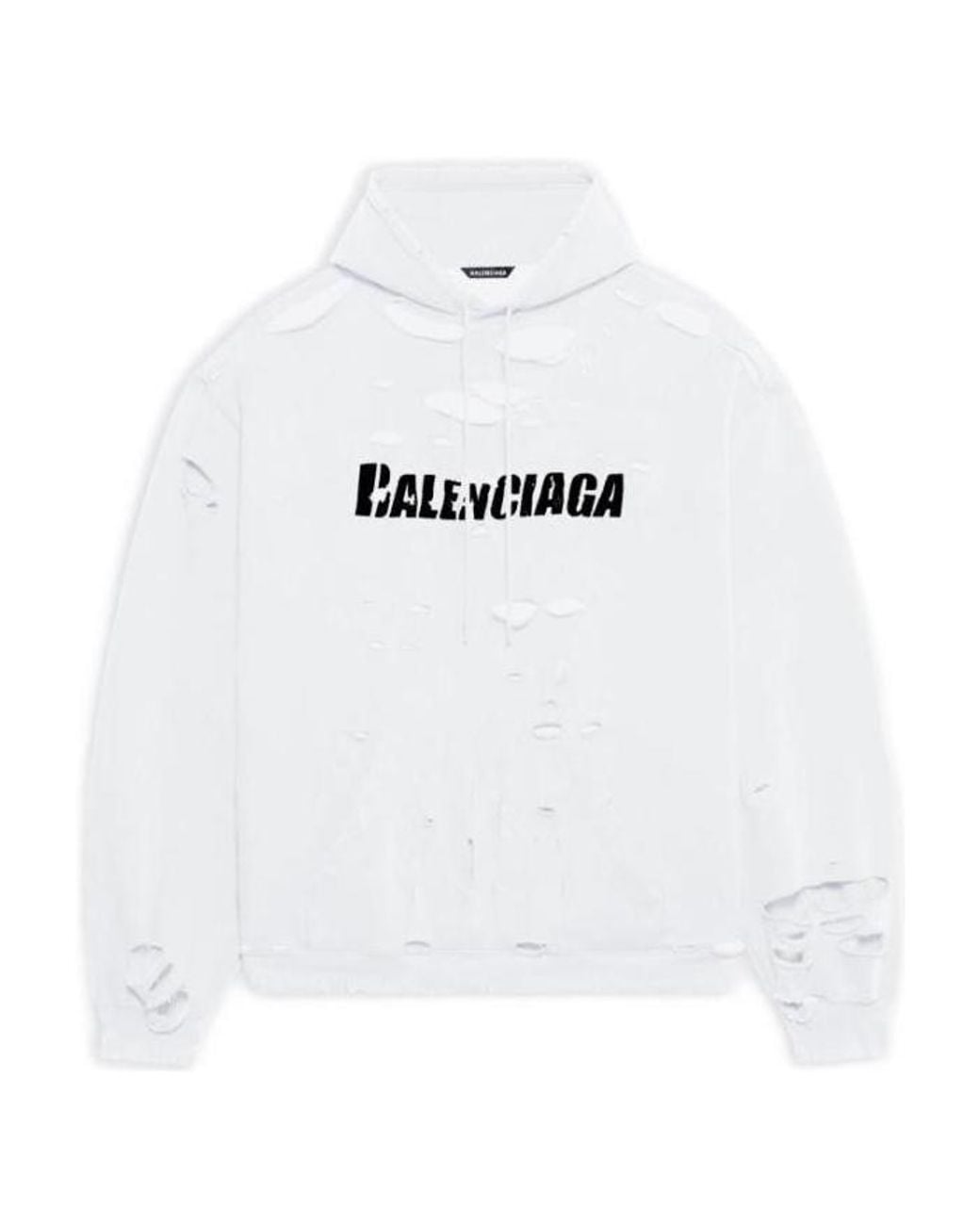 Balenciaga White Hoodie Caps Destroyed for men