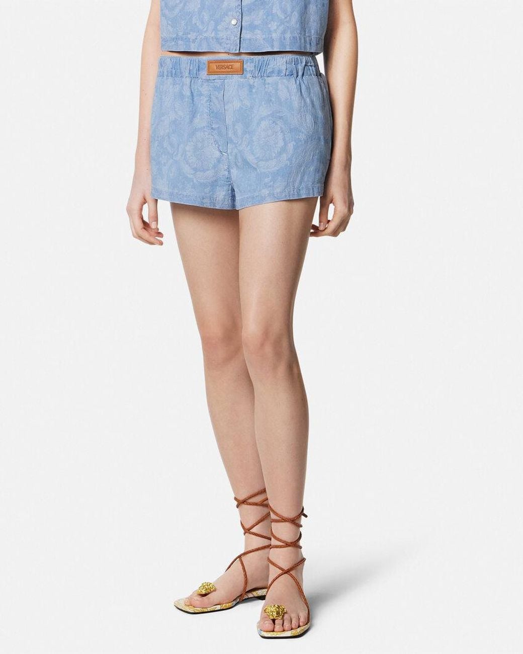 Versace Blue Barocco Jacquard Chambray Boxer Shorts