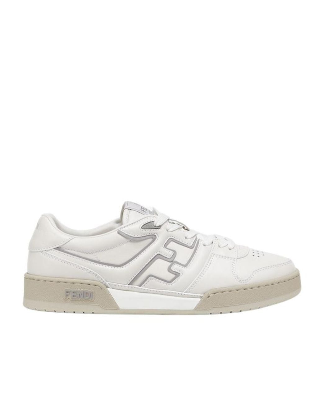 Fendi White Match Panelled Low-Top Sneakers for men