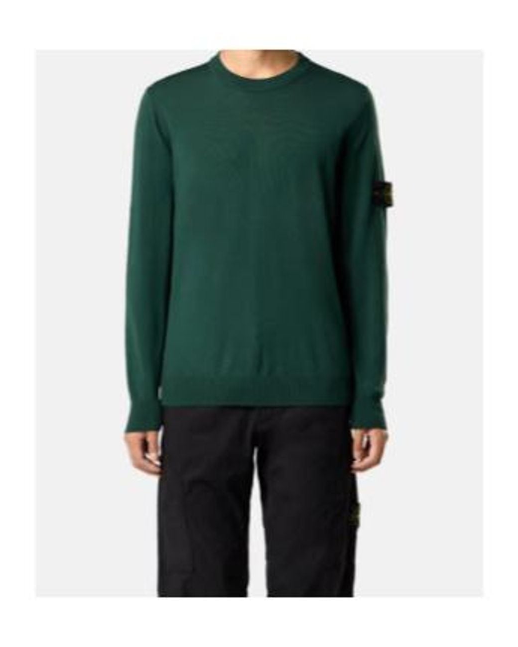 Stone Island Green Logo Patch Crewneck Jumper for men