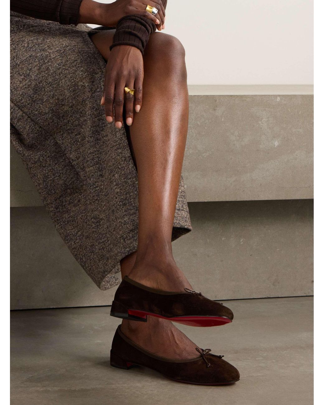 Christian Louboutin Brown Round Head Ballet Shoes