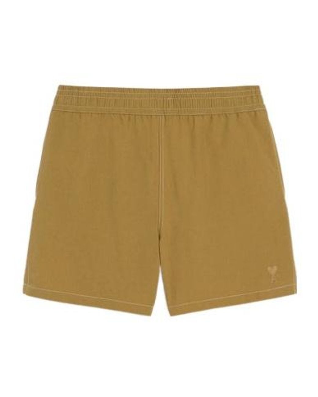 AMI Natural Logo Embroidered Beach Shorts for men