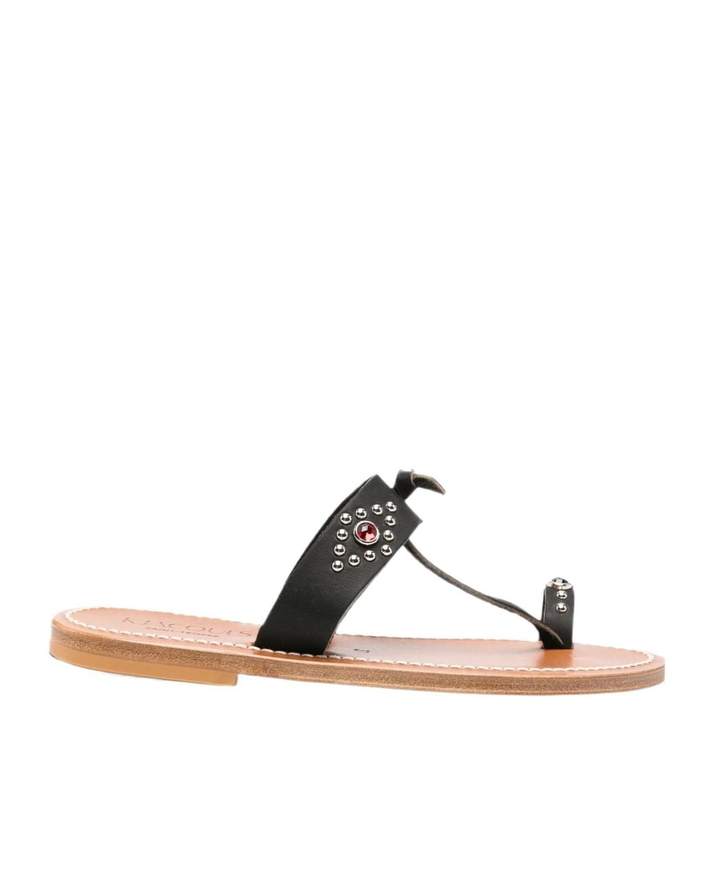 K. Jacques Black Embellished Toe-Strap Sandals
