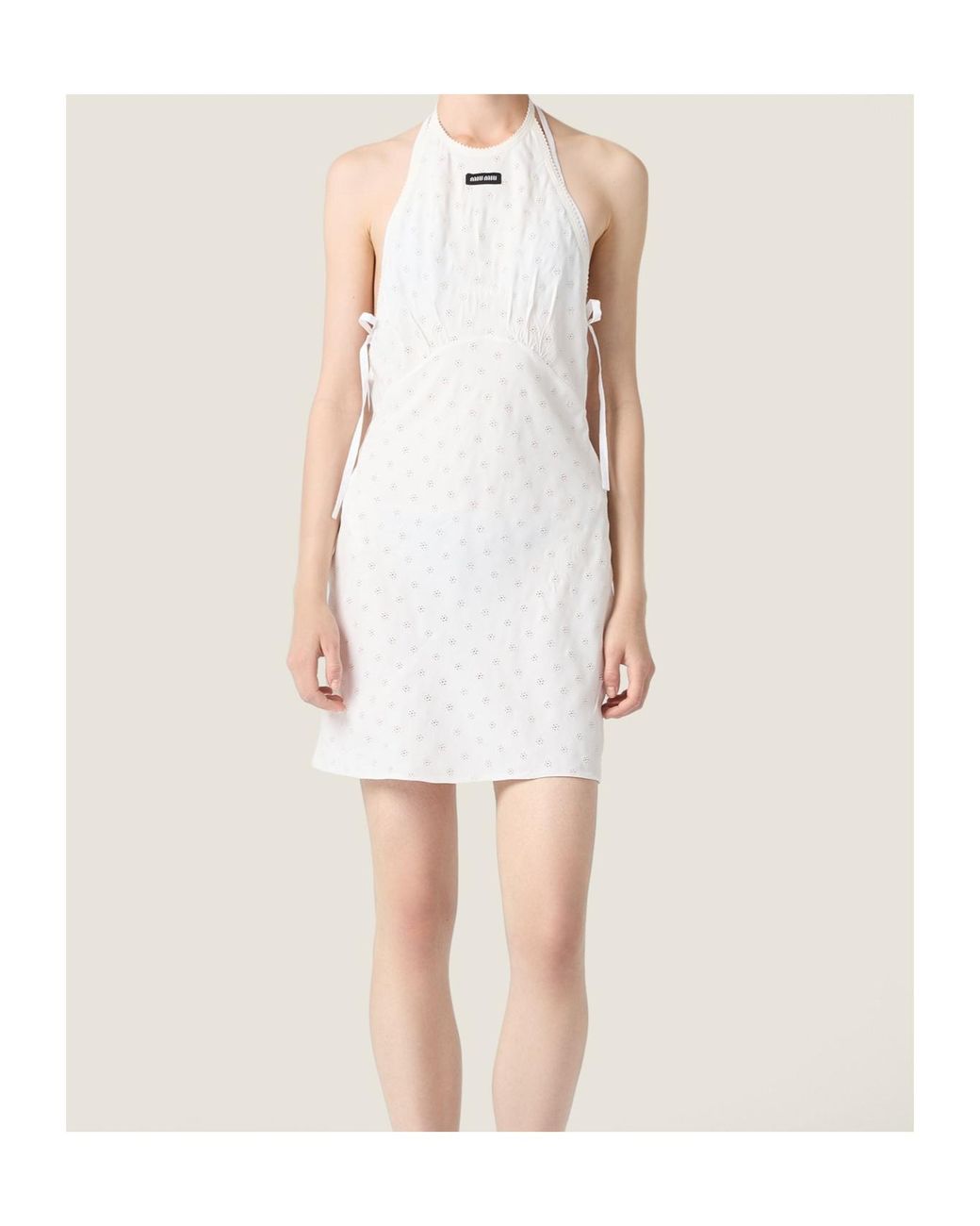 Miu Miu White Cady Eyelet Lace Mini Dress