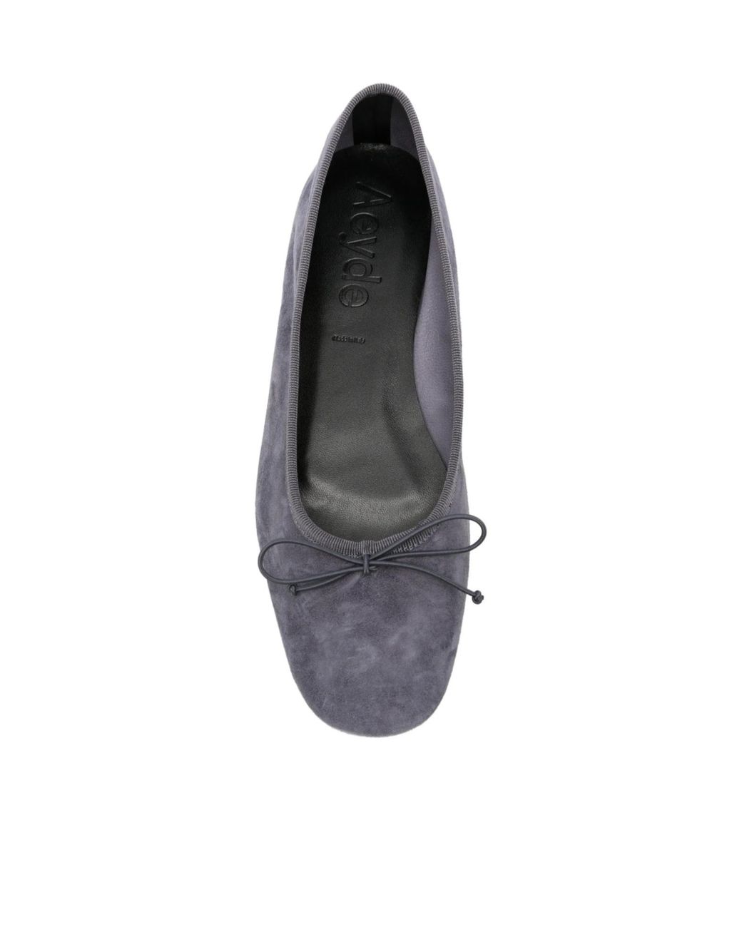 Aeyde Gray Tiby Bow-Detail Suede Ballet Flats