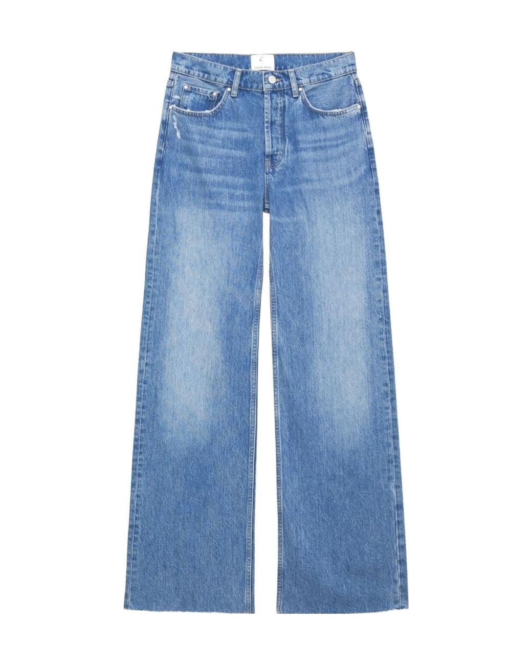 Anine Bing Blue Hugh Logo Patch Jeans