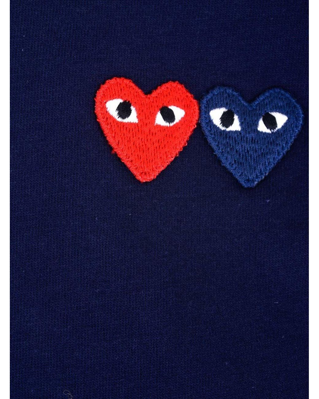 COMME DES GARÇONS PLAY Blue Comme Des Garçons Play Double Heart Crewneck T-Shirt for men