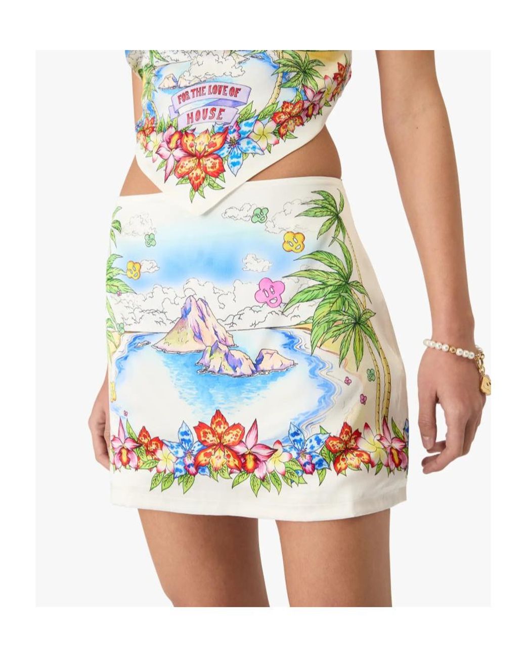 Casablanca Multicolor Scenic Print Mini Skirt