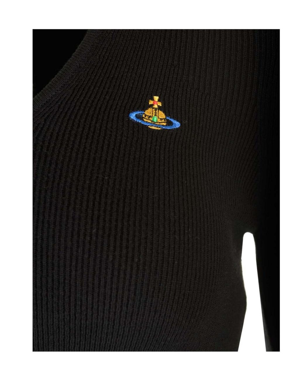 Vivienne Westwood Black Bea Cropped V-Neck Jumper