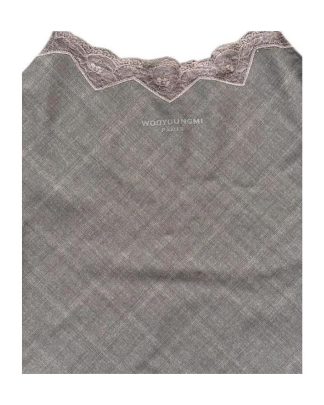 Wooyoungmi Gray Lace Trim Camisole Top