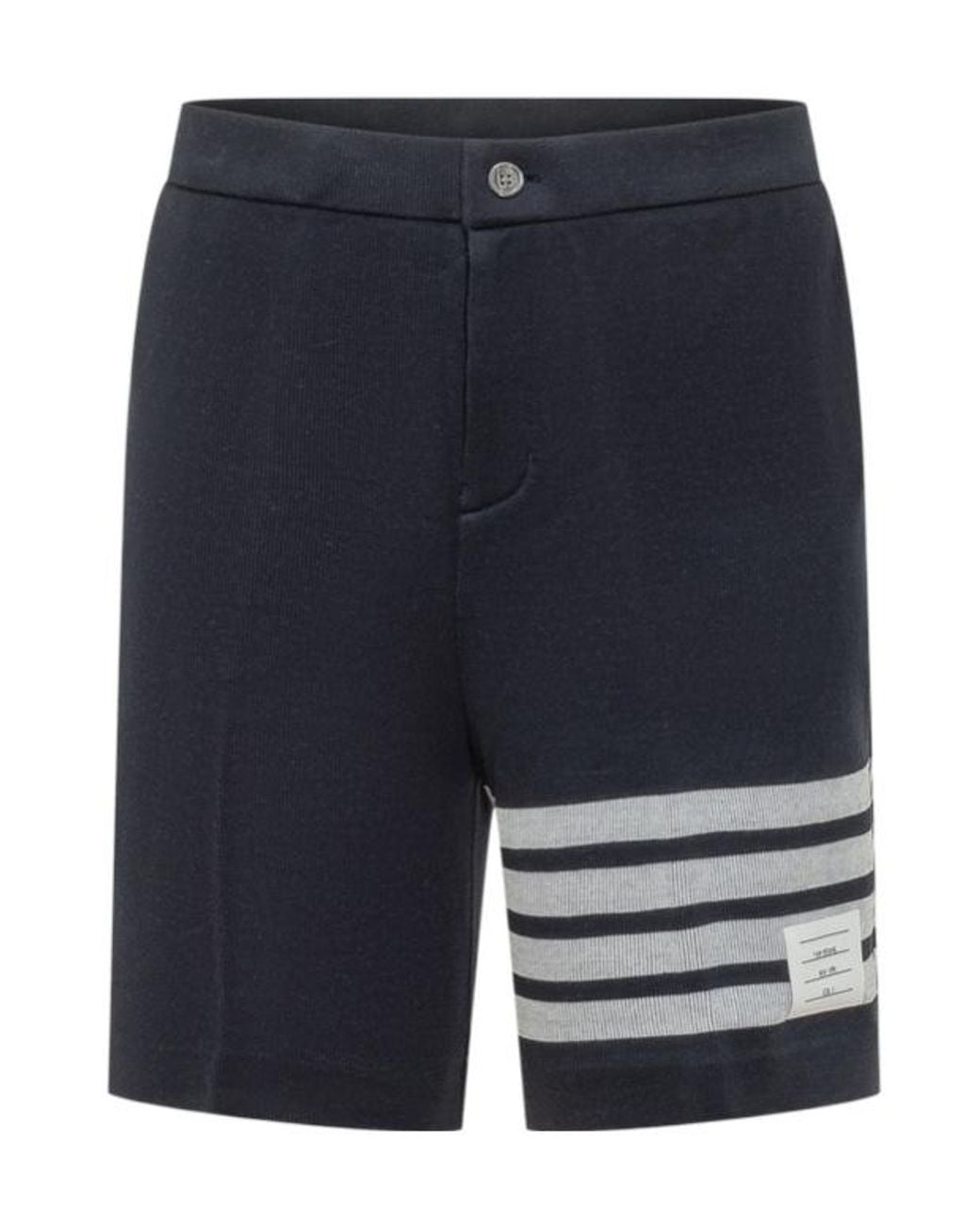 Thom Browne Blue Striped Buttoned Shorts for men