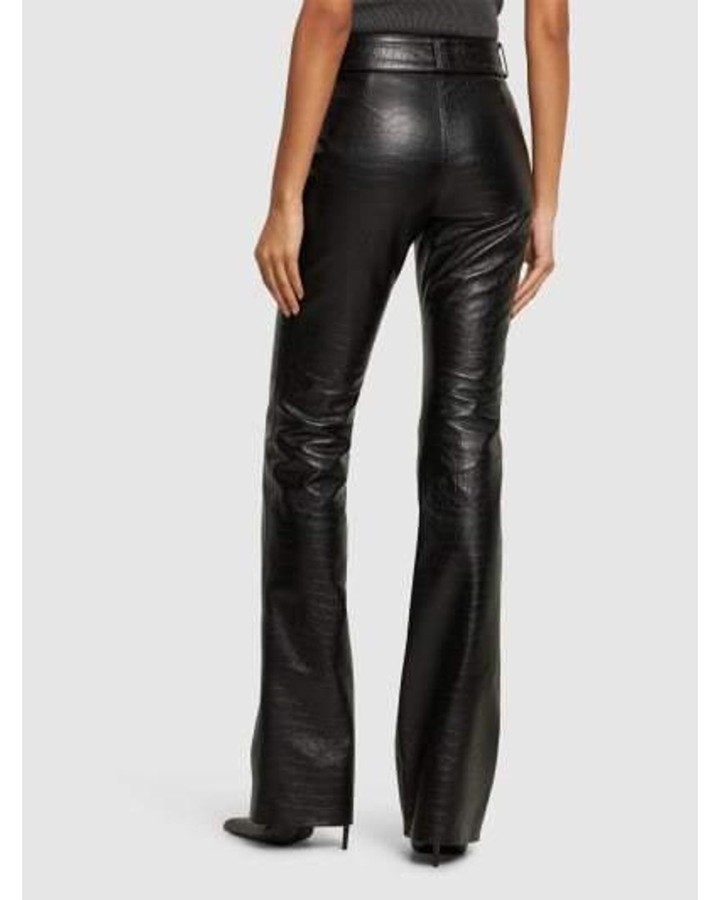 Alessandra Rich Black Belted Leather Casual Pants