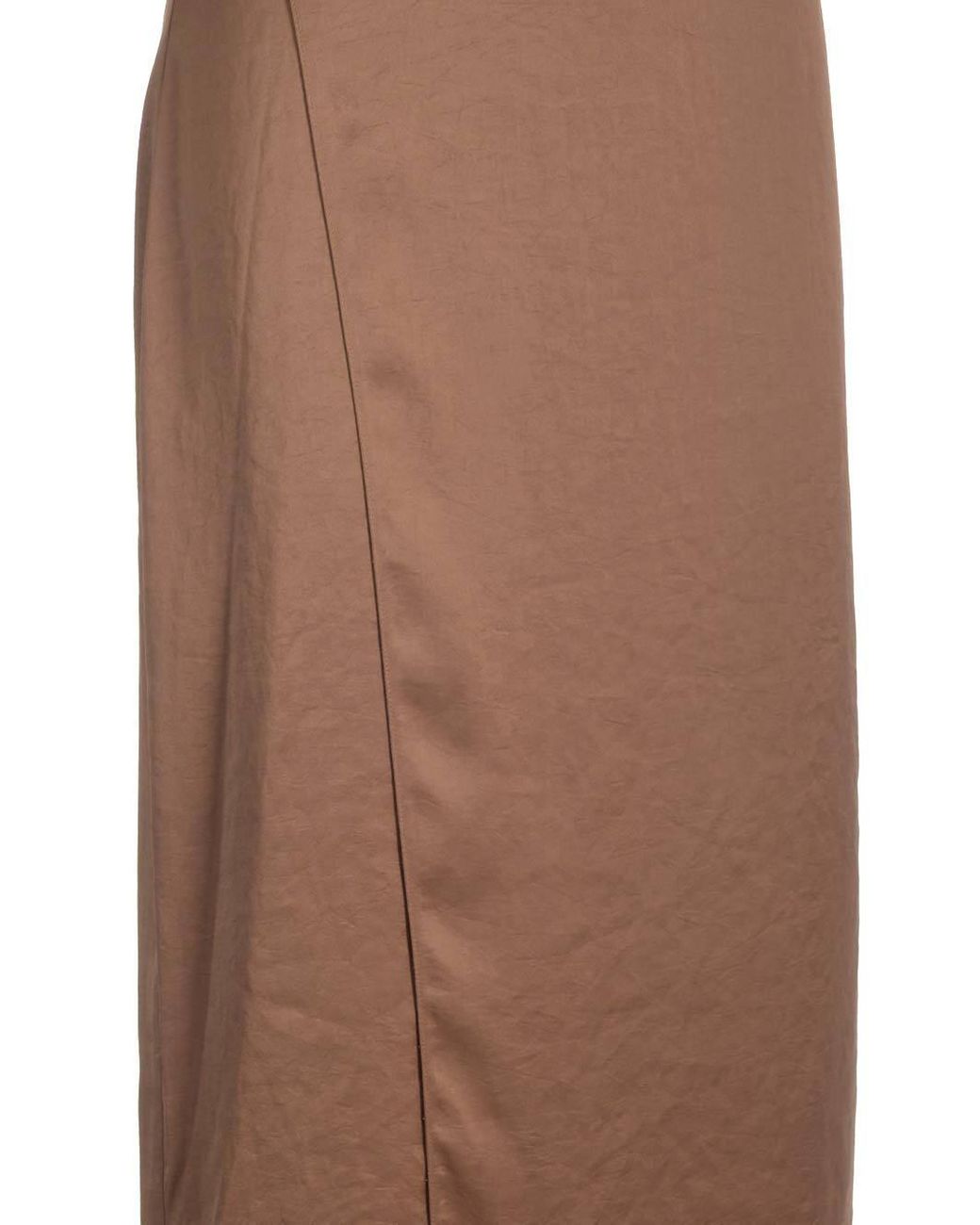 Theory Brown Crushed Satin Wrapped Midi Skirt