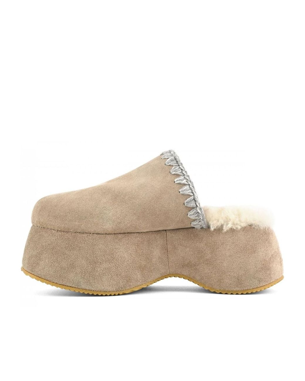 Mou Natural Whipstitch 70Mm Suede Platform Slippers