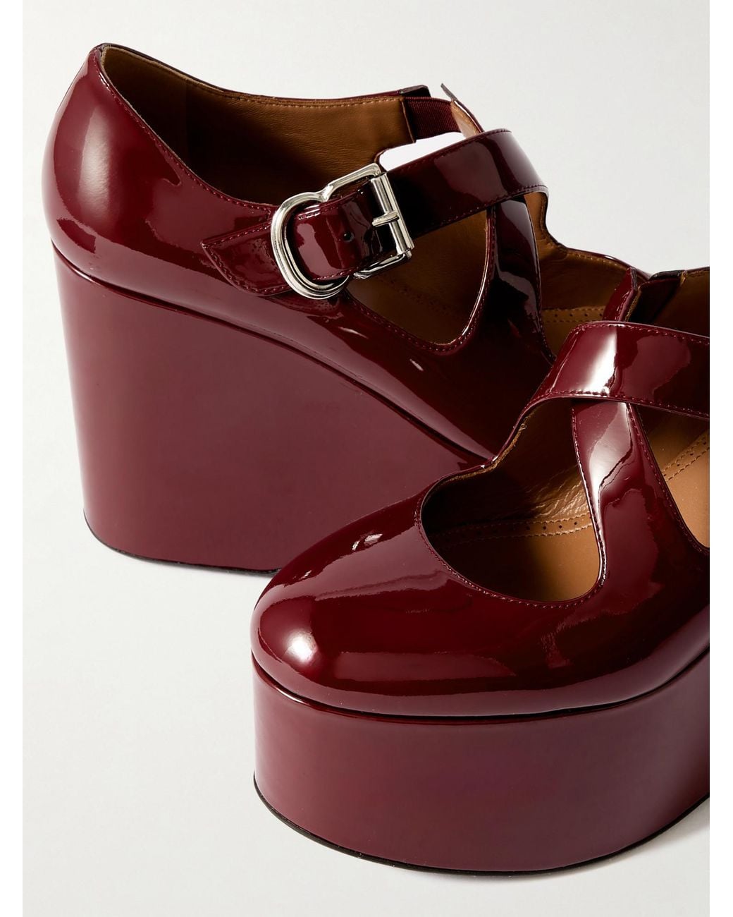 Alaïa Red Round-Toe Wedge Sandals