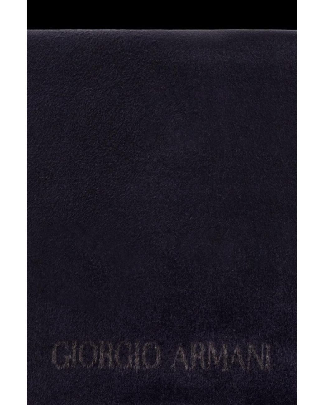 Giorgio Armani Blue Logo Fringe Scarf for men